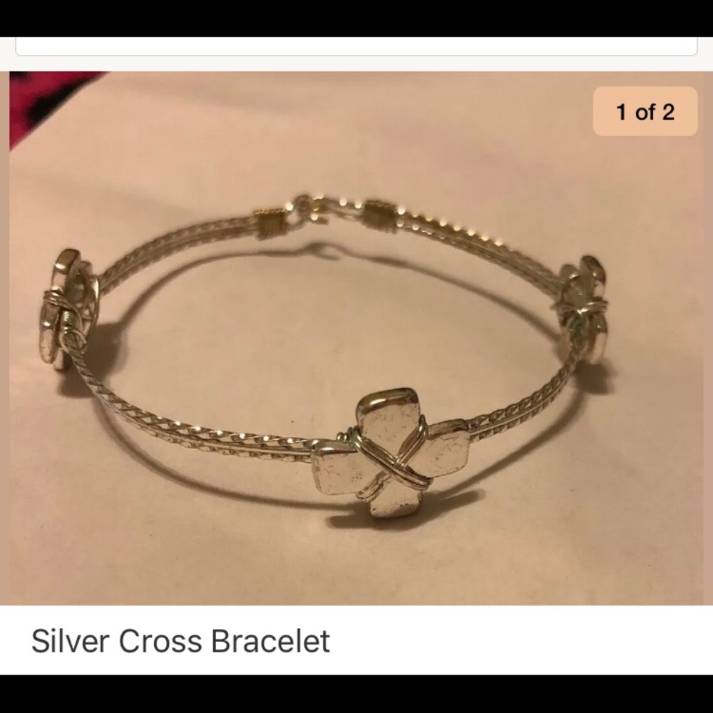 Silver cross bracelet